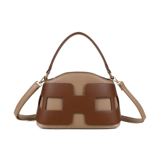 Nova (R-1994) – mala moderna com formato curvo e estampado geométrico arrojado.