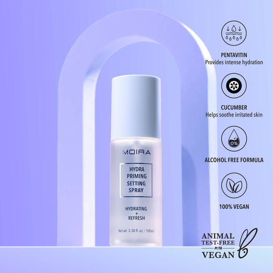 Moira Cosmetics Hydra Priming Setting Spray – leichter Fixierspray für ein strahlendes Finish
