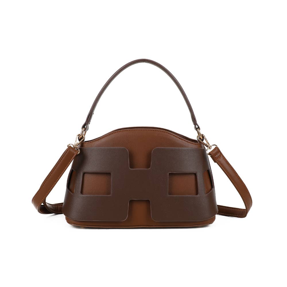 Nova (R-1994) – moderne Tasche mit gewölbter Form und kräftigem geometrischem Muster