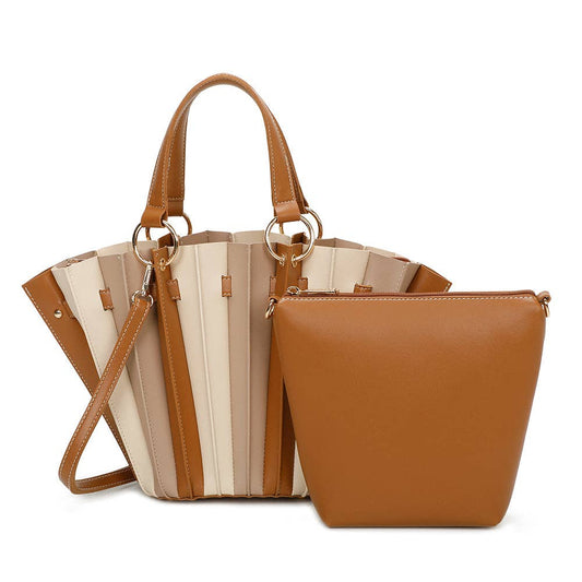 Carmen Tasche (DQ-8681) von Gallantry – bunte Plissee-Optik, Hand- und Schultertasche