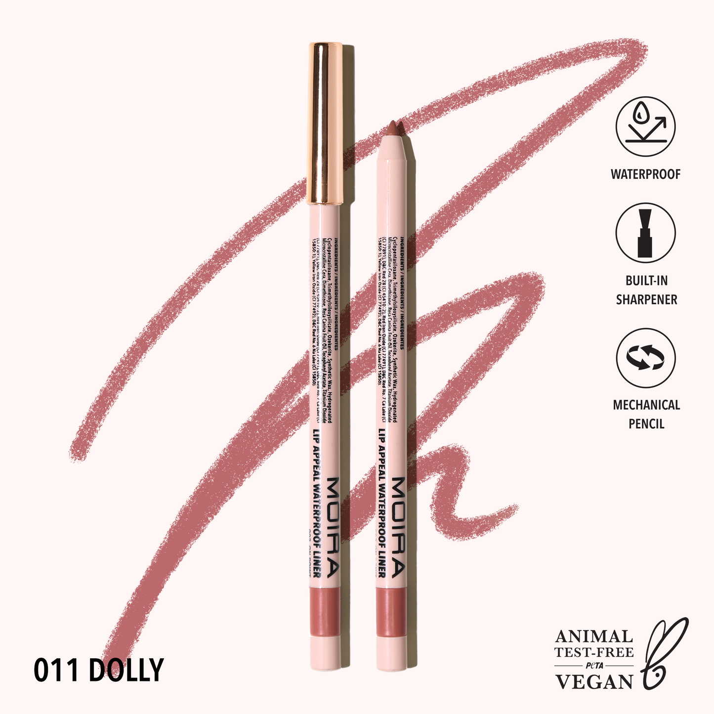 Moira Cosmetics Lip Appeal Matita labbra impermeabile (011, Dolly)