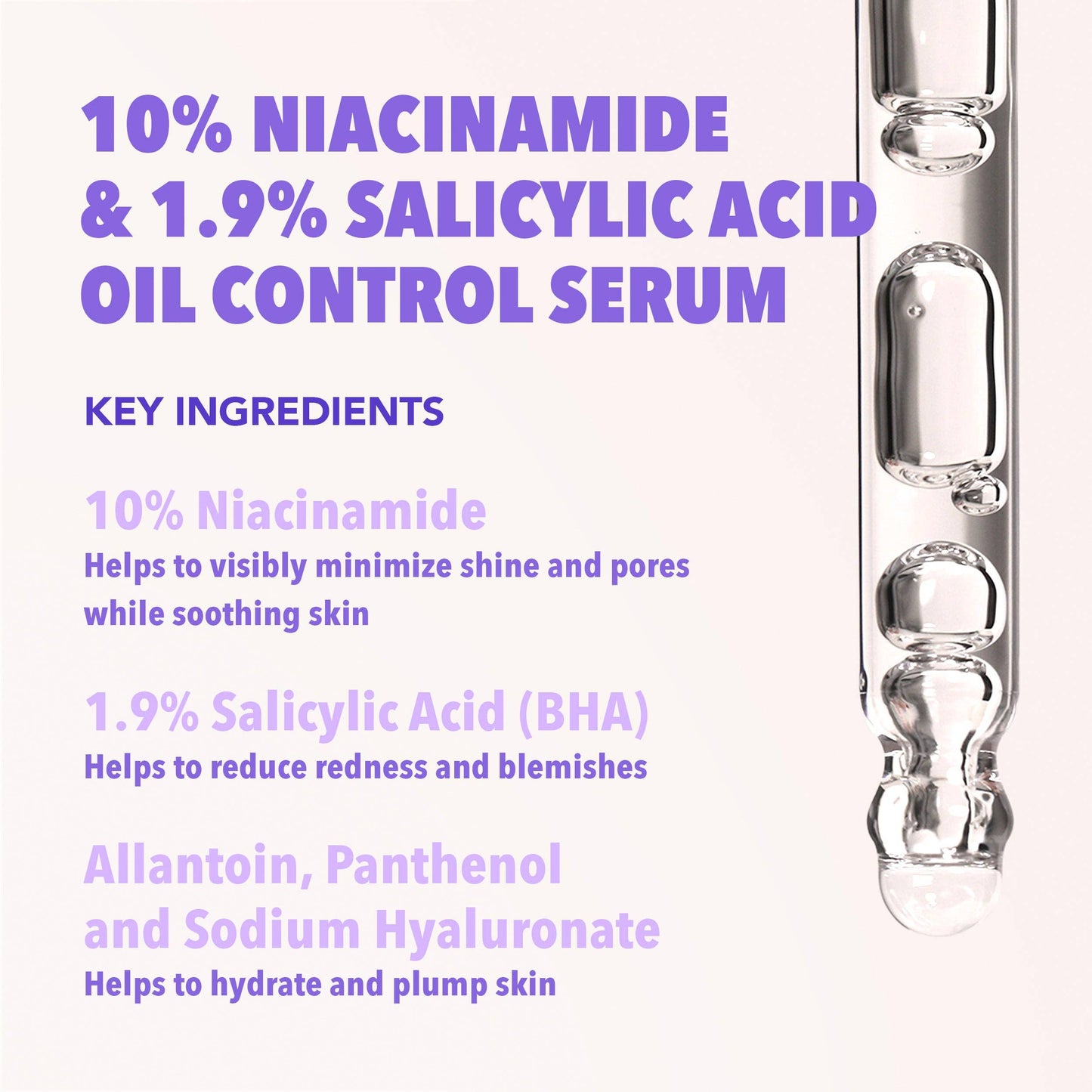 Siero Moira Cosmetics con 10% di niacinamide e 1,9% di acido salicilico per la regolazione del sebo