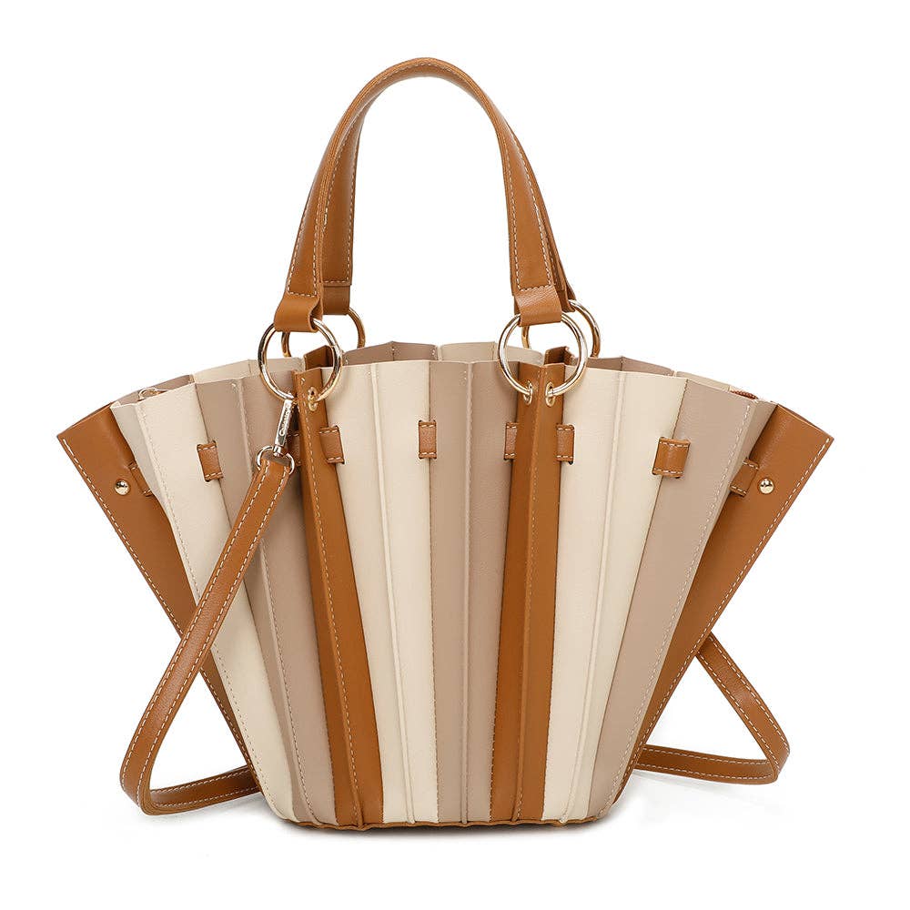 Carmen Tasche (DQ-8681) von Gallantry – bunte Plissee-Optik, Hand- und Schultertasche