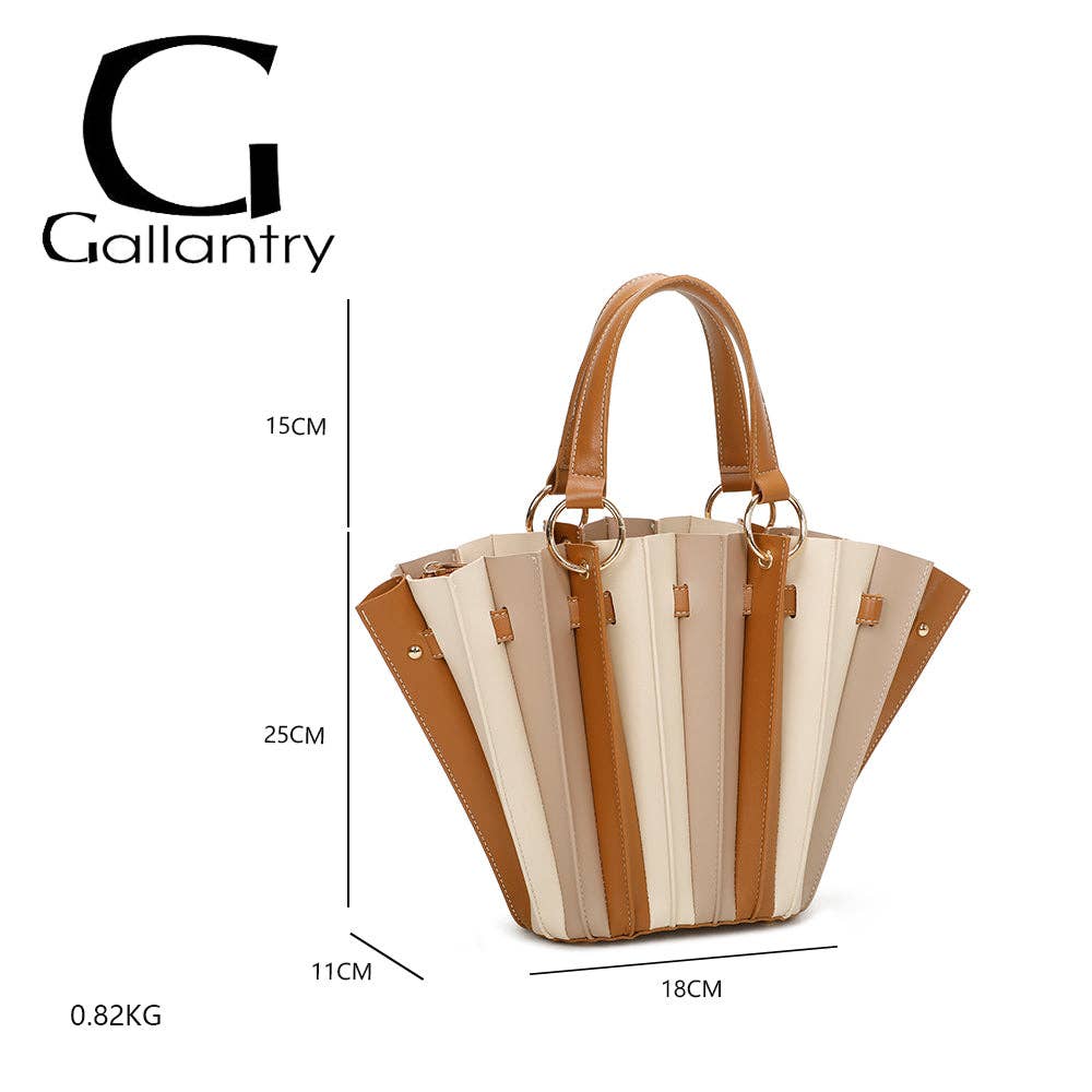 Carmen Tasche (DQ-8681) von Gallantry – bunte Plissee-Optik, Hand- und Schultertasche