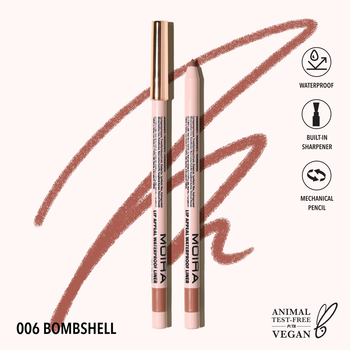 Matita labbra impermeabile Moira Cosmetics Lip Appeal (006, Bombshell)