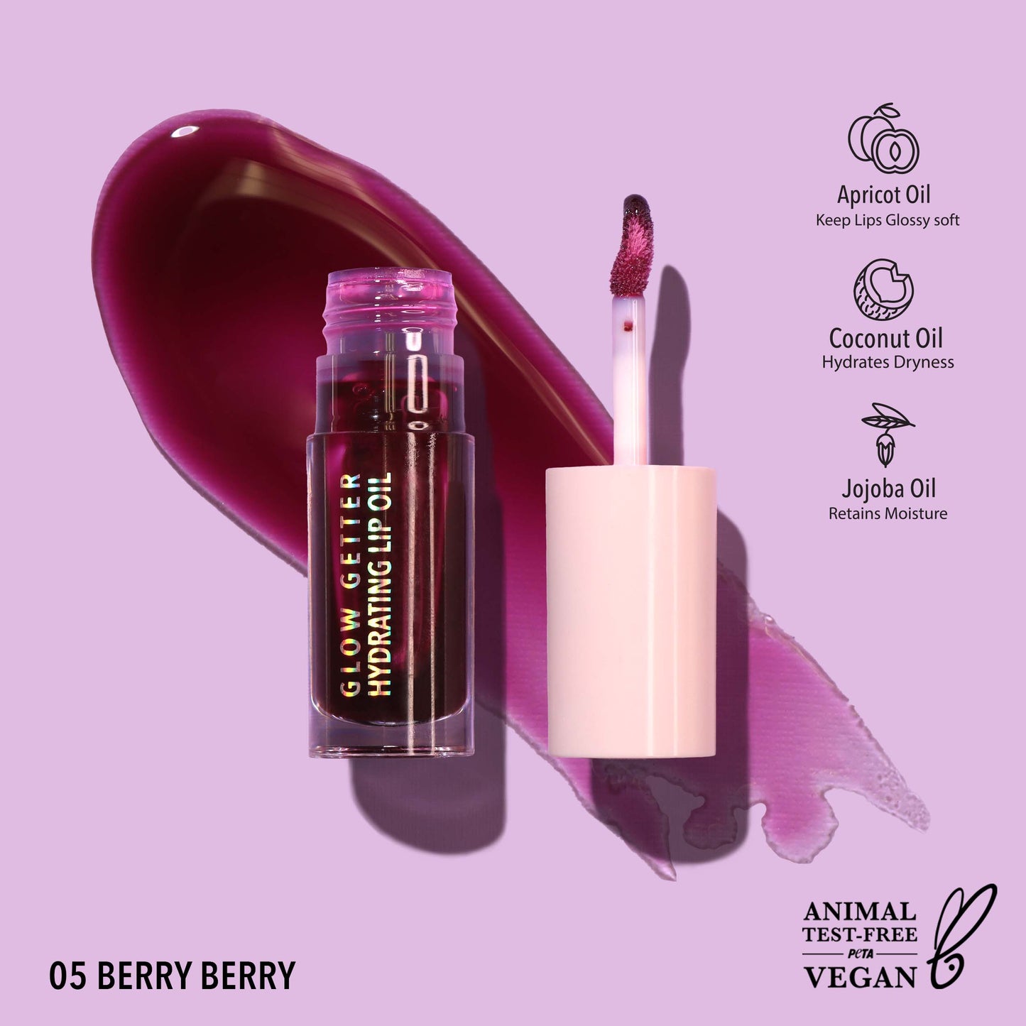 Olio labbra idratante Glow Getter (005 Berry Berry)